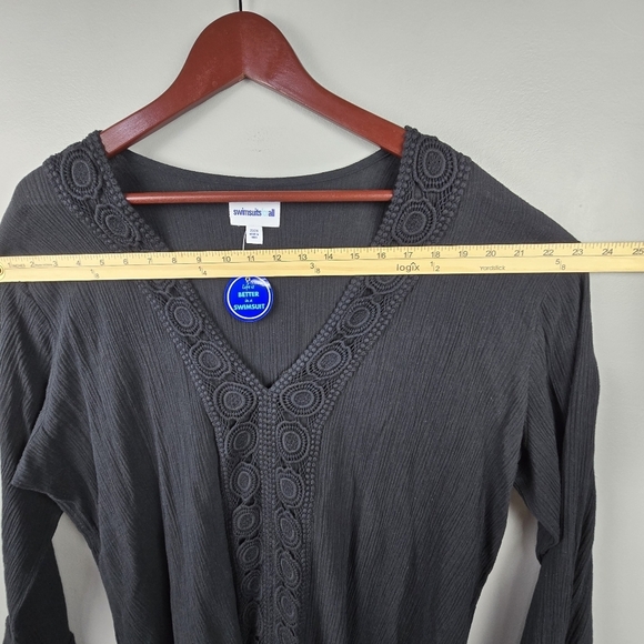 SWIMSUITS FOR ALL Cover-up V-Neck Dress Flare Long Sleeve Black Women Size 22/24 - Picture 6 of 10